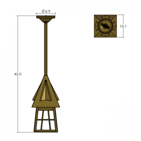 European Country Lantern 10 in. Wide Solid Stem Exterior Pendant Light