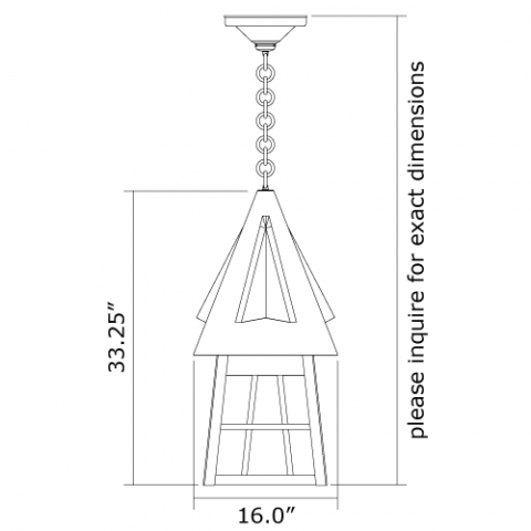 European Country Lantern 16 in. Wide Chain Hung Exterior Pendant Light