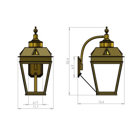 Georgian Lantern™ 11 in. Wide Curved Arm Exterior Wall Light