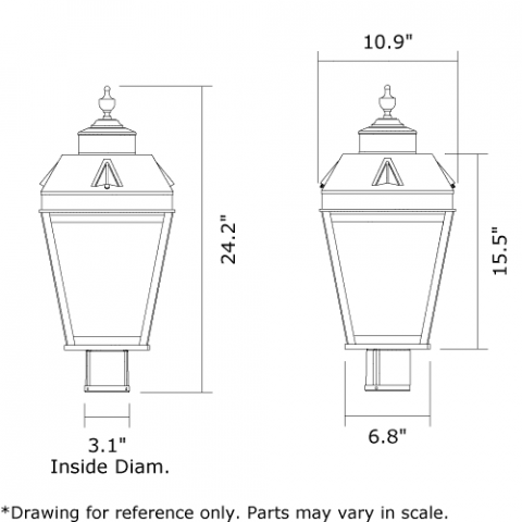Georgian Lantern 11 in. Wide Exterior Post Light