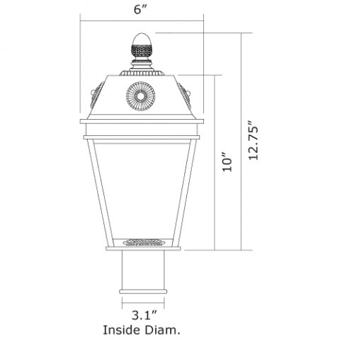 French Country Lantern 6 in. Wide Exterior Post Light