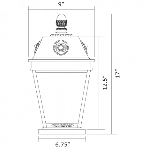 French Country Lantern 9 in. Wide Exterior Pier Light