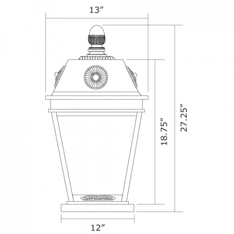 French Country Lantern 13 in. Wide Exterior Pier Light