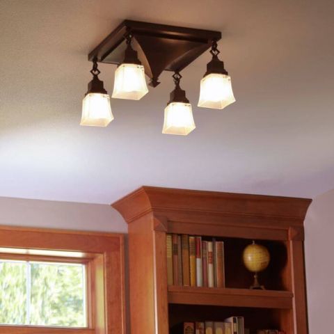 Golden Gate™ Four Light Chain Link Ceiling Fixture with 2-1/4 in. shade holders