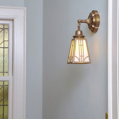 One LIght Chain Link Sconce with lantern shade