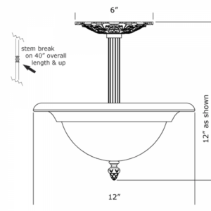 LarkSpur Alabaster 12" Ornate Single-Stem Pendant