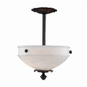 Tuscany Alabaster 12" Ornate Single-Stem Pendant