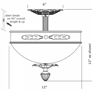 Laurel Leaf Alabaster 12" Ornate Single-Stem Pendant