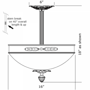 Laurel Leaf Alabaster 16" Ornate Single-Stem Pendant