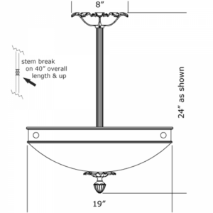 Tuscany Alabaster 19" Ornate Single-Stem Pendant