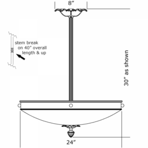 Tuscany Alabaster 24" Ornate Single-Stem Pendant