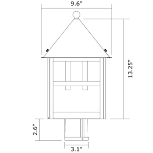 Bungalow Exterior 10" Wide Post Light
