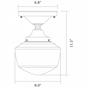 One Light Flush Ceiling Fixture With 4-1/4" Shade Holder