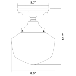 One Light Flush Ceiling Fixture With 4-1/4" Shade Holder