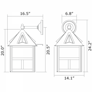 Cottage™ Exterior 14" Wide Straight Arm Wall Light