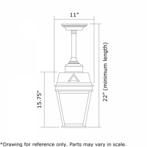 Georgian™ Exterior 11" Wide Solid Stem Pendant