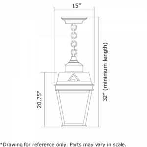 Georgian™ Exterior 15" Wide Chain Hung Pendant
