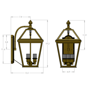 London™ Exterior 10" Curved Arm Exterior Wall Light