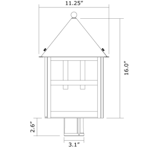 Bungalow Exterior 12" Wide Post Light