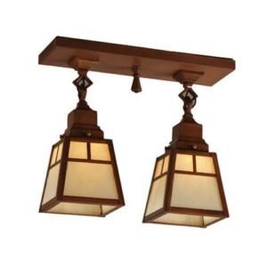 Two Light Chain Link Ceiling Fixture With 2-1/4" Shade Holders