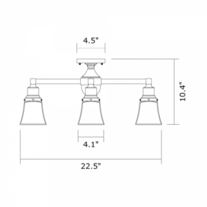 Four Light Semi Flush Ceiling Fixture With 2-1/4" Shade Holders