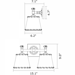 Morris™ Two Light Straight Arm Wall Sconce With O-Ring Shade Holders