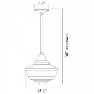 Carlton™ One Light Pendant With 6-1/4″ Shade Holder