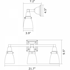 Glen Ellyn™ Three Light Straight Arm Wall Sconce With 2-1/4" Shade Holders