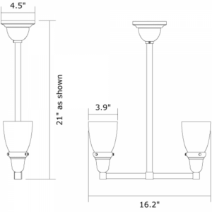 Glen Ellyn™ Two Light Pendant With 2-1/4″ Shade Holders Up