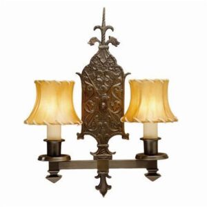 Tudor Dragon™ Two Light Straight Arm Wall Sconce With Electric Candles