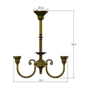 Provence™ Two Light Chandelier With 2-1/4" Shade Holders Up