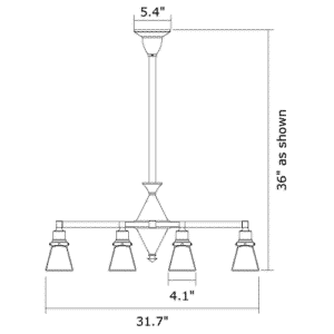 Golden Gate™ Eight Light Chandelier With 2-1/4" Shade Holders Down