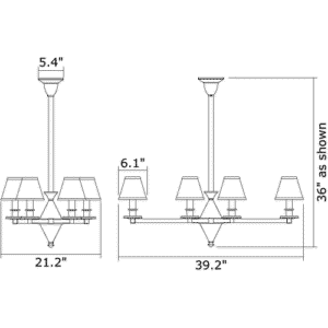 Golden Gate™ Eight Light Rectangular Chandelier With Electric Candles