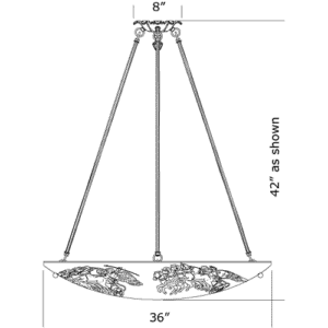 Race to Millennium 36" Diam Ornate Multi-Stem Handcarved Alabaster Pendant