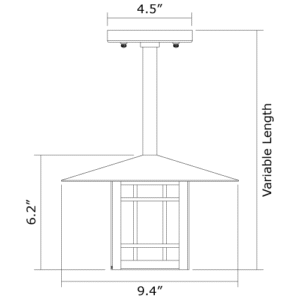Prairie View™ Exterior 9" Wide Solid Stem Exterior Pendant Light