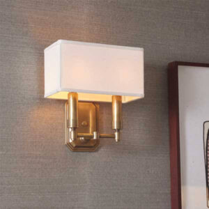 Soho™ Two Light Candle Sconce With Linen Box Shade