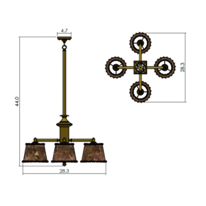 Durham™ Four Light Chandelier With O-Ring Shade Holders
