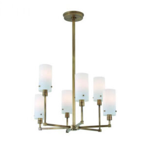 Tribeca™ Six Light Chandelier With Glass Shade Holders Up