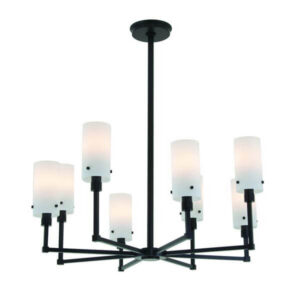Tribeca™ Eight Light Chandelier With Glass Shade Holders Up