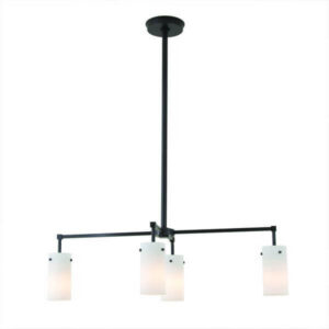 Tribeca Semplice™ Four Light Rectangular Chandelier With Glass Shade Holders Down