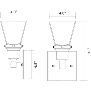 Spring Green™ One Light Straight Arm Sconce With 2-1/4" Shade Holder ADA