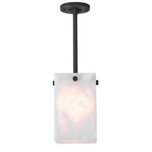 Quadrum™ One Light 6.5" Alabaster Pendant With Square Stem