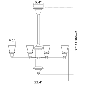 Hartford™ Interior Eight Light Chandelier with 2-1/4″ Shade Holders Facing Up