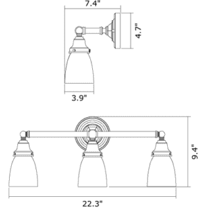 Ballantrae™ Three Light Straight Arm Sconce With 2-1/4" Shade Holders