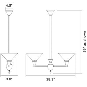 Glendale™ Two Light Chandelier With 2-1/4" Shade Holders Up